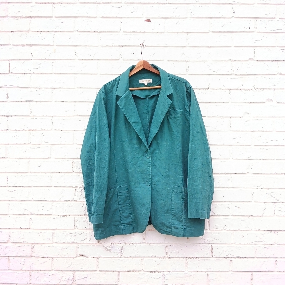 The Foxy Kind Green Blazer Jacket Medium Cotton
